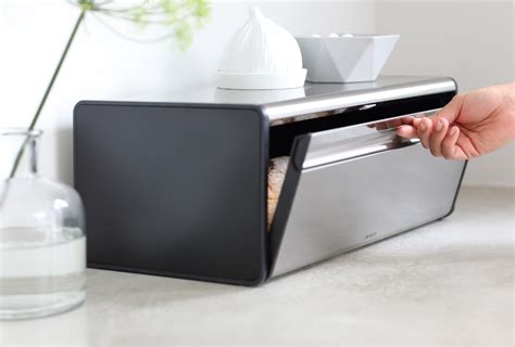 brabantia fall front bread box matt steel fingerprint proof|Brabantia fall front box.